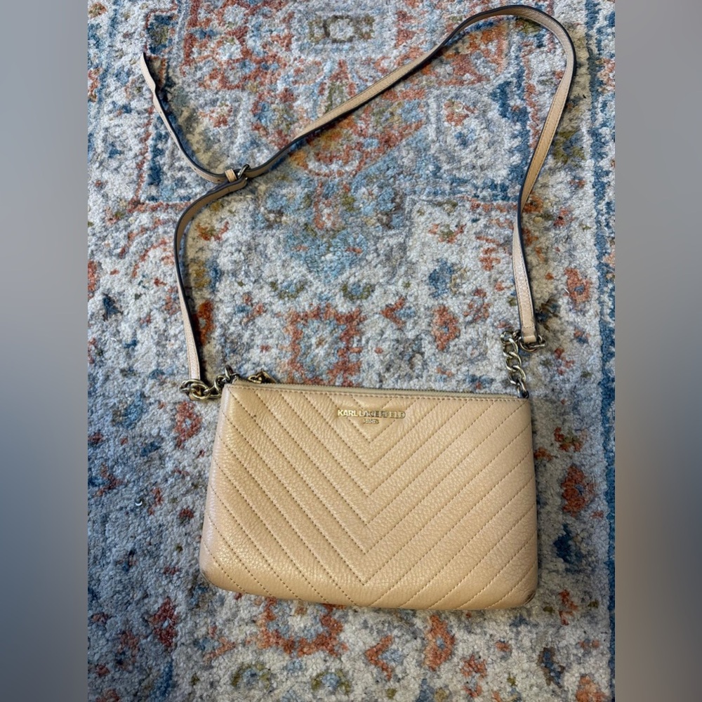 Karl Lagerfeld Paris quilted leather purse